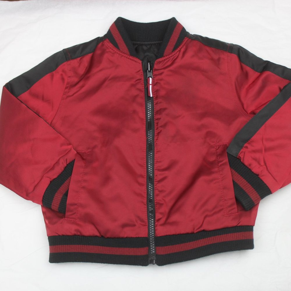 Kids Red Black Thunder Bolt Reversible Long Sleeve Jacket